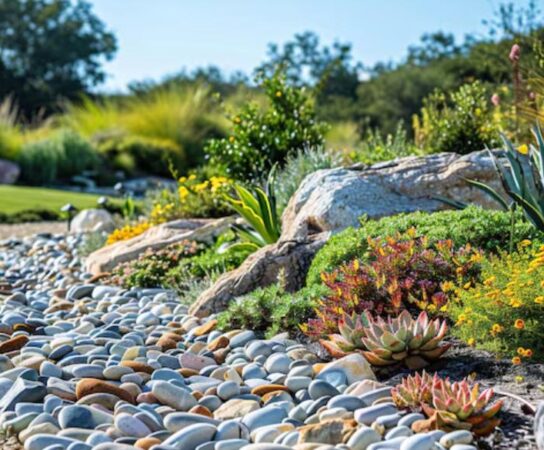 Aménagement du jardin du souvenir : idées avec galets, puits et colonnes