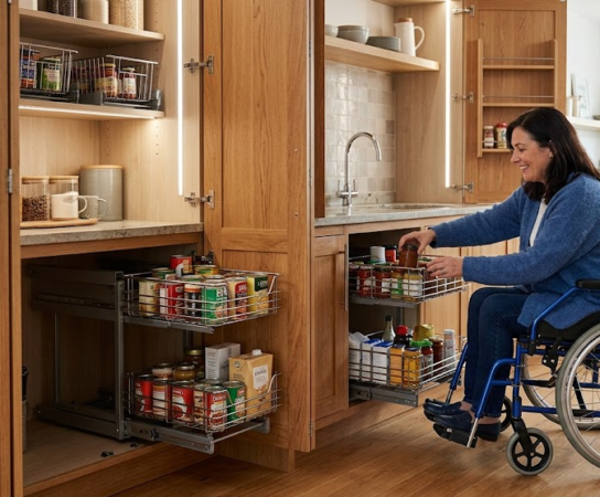 Rangement à hauteur : adapter les placards au fauteuil roulant