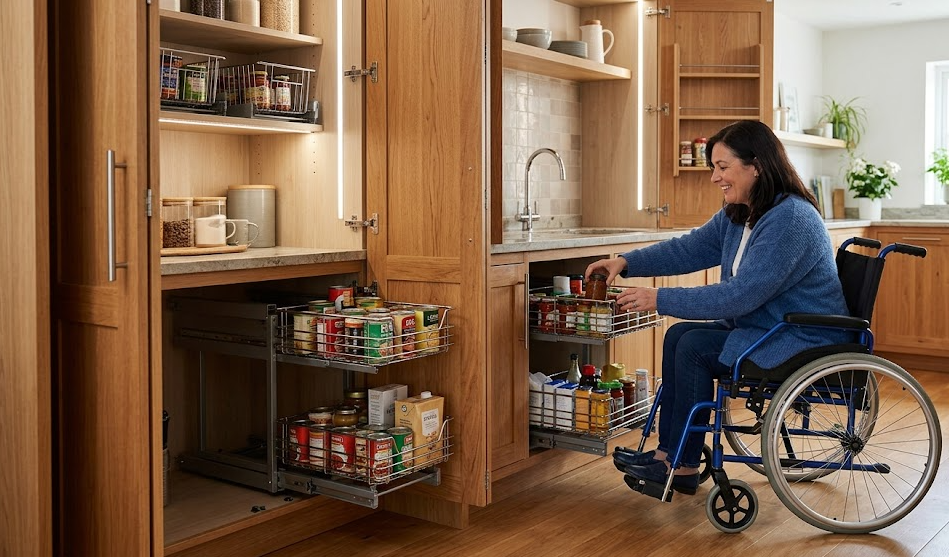 Rangement à hauteur : adapter les placards au fauteuil roulant