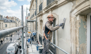 Éliminer les traces rouges (algues) sur les enduits de façade