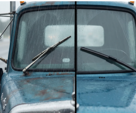 Flat blade vs balais classiques : moderniser les essuie-glaces de vos vieux camions